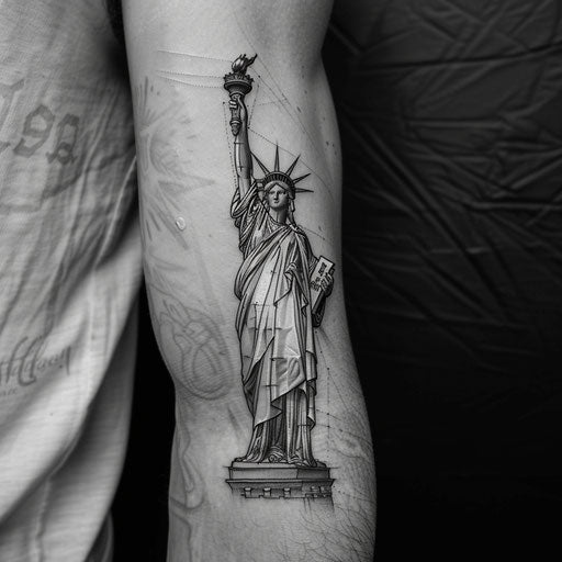 Minimalist tattoo sketch of the Statue of Liberty