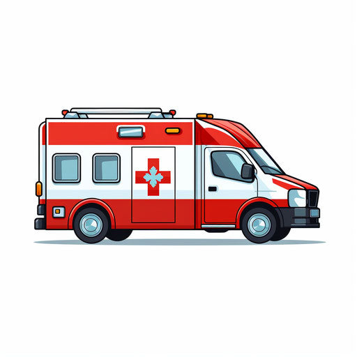Minimalist ambulance clipart on white background