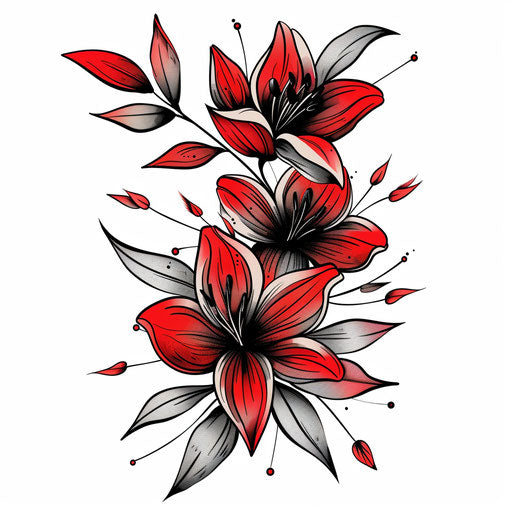 Flat tattoo sketch for the number 13 in bold black and red