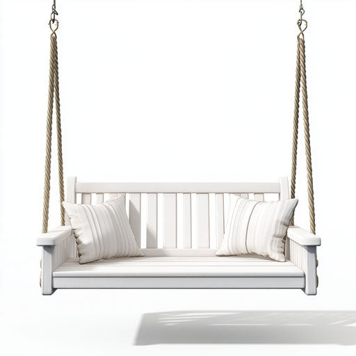 3D Porch Swing in photorealistic style with flat white background, isolated clipart
