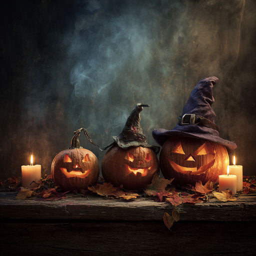 Classic Halloween Scene with Glowing Jack-o'-Lanterns