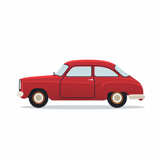 Red car in Minimalist style on white background
