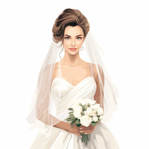 Minimalist bride illustration on white background