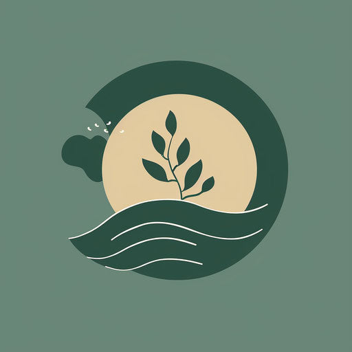 Natural logo with organic shapes on green background