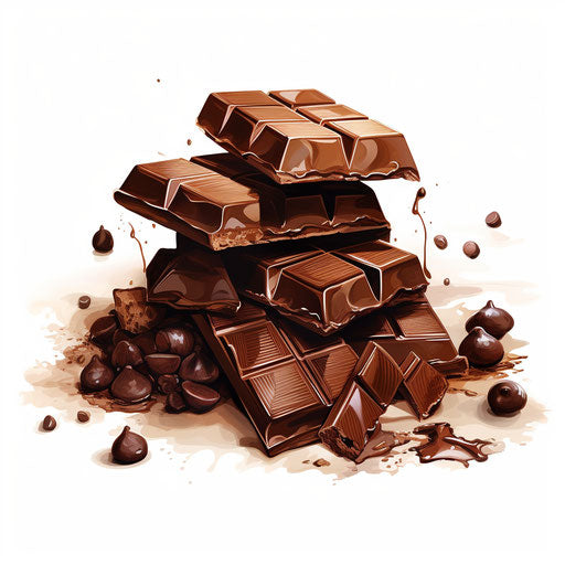 Chocolate image in the fashion of Oil painting, on white backdrop