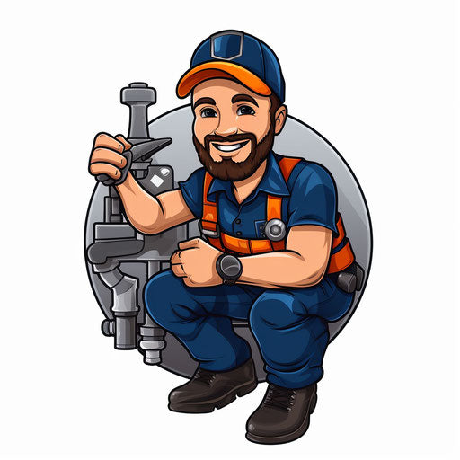 Plumber in minimalist style on white background