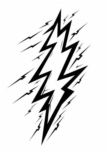 Lightning symbol on white background, graphic style, tattoo