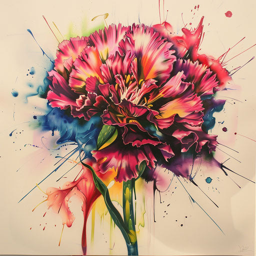 Graffiti style flower tattoo with spray paint and vibrant colors