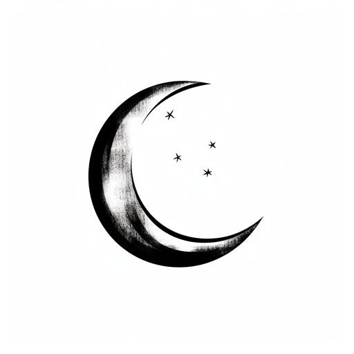 Crescent moon in Minimalist style on white background