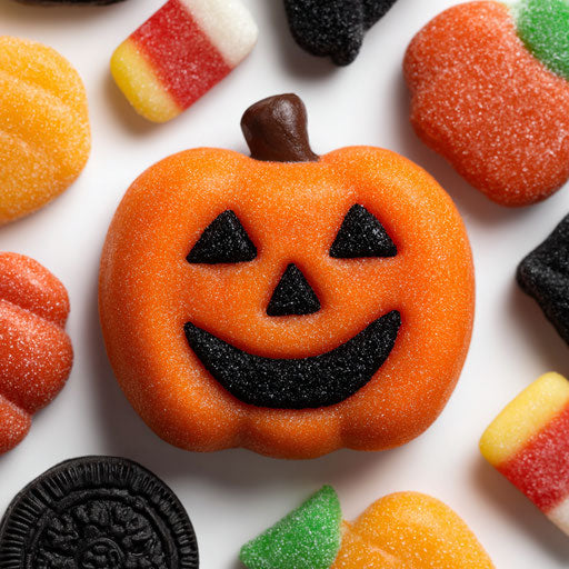 Smiling pumpkin on a white background