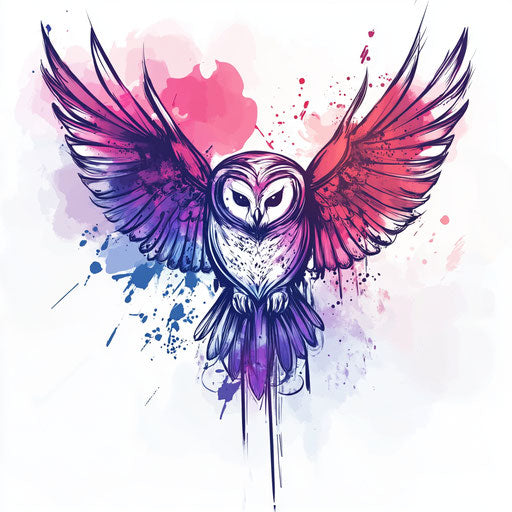Chest tattoo owl flat tattoo sketch