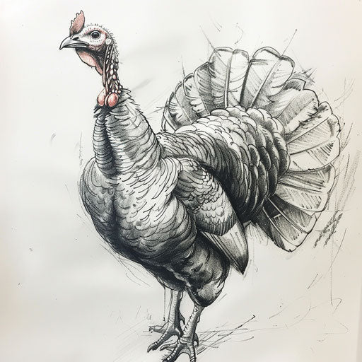Sketch of a Thanksgiving turkey tattoo, fun American theme