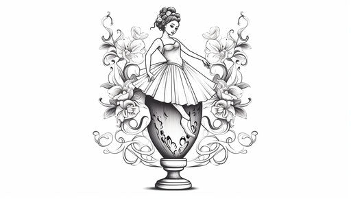 Ballerina balancing stick in ornamental vase