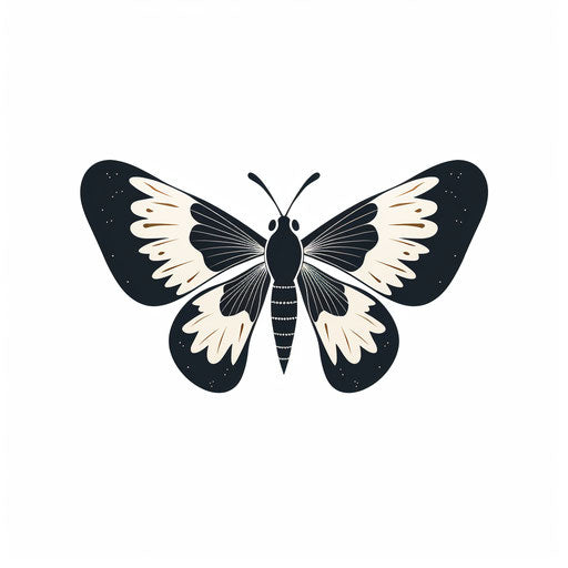 Butterfly illustration in minimalist style, on white background