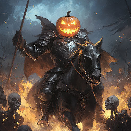 Creepy Headless Horseman Halloween Illustration in Vector Format