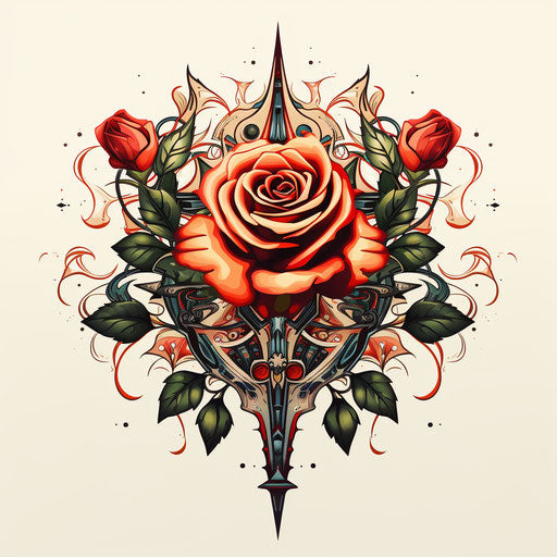 Rose and arrow tattoo vector