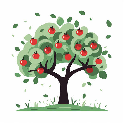 Minimalist apple tree artwork on white background