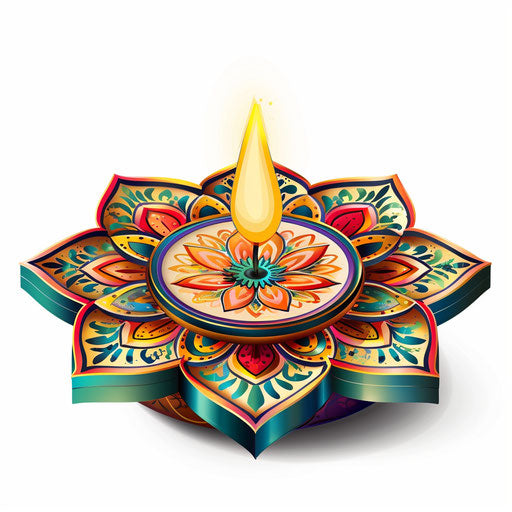 Diwali clipart in photo realistic style with flat, white background