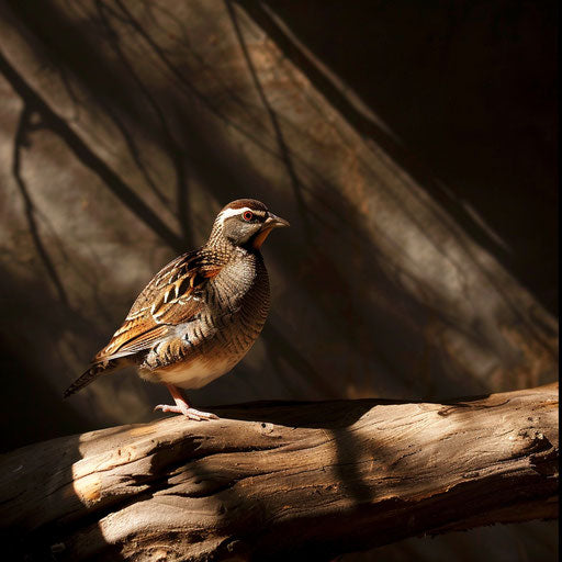 Quail bird in a dramatic light and shadow composition