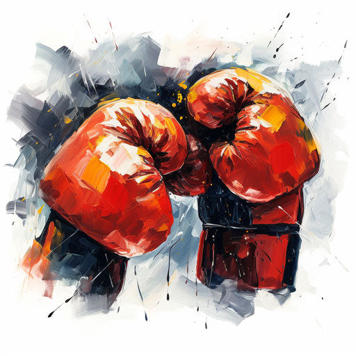 Boxing gloves in Impressionistic style on white background