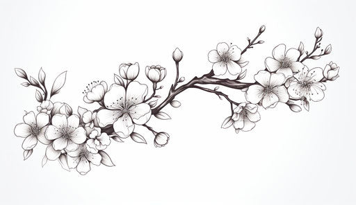 Blossoming twig, accurate detailed style, flowerpunk sticker art
