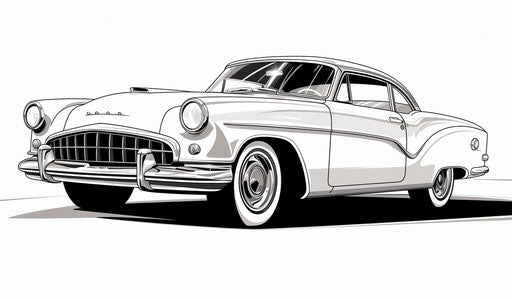 Drawing of a car in black and white, masculine style