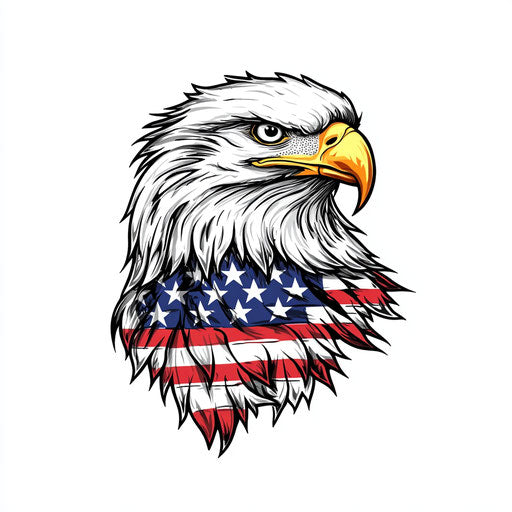 Eagle tattoo with American flag on white hand