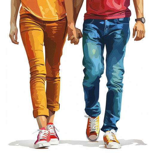 Realistic people holding hands clipart on white background