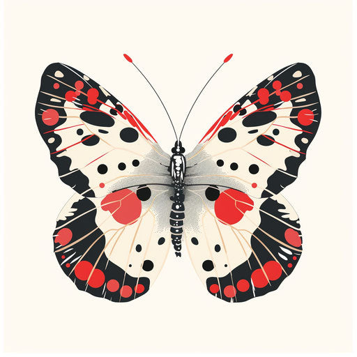 Playful butterfly with polka-dot wings in cheerful colors