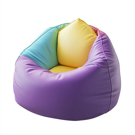 3D Bean Bag Chair with realistic style on flat white background