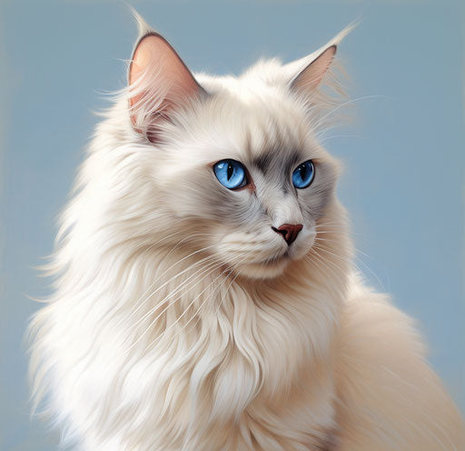 Breeds and prices for a cat, light beige and azure style, light beige and white