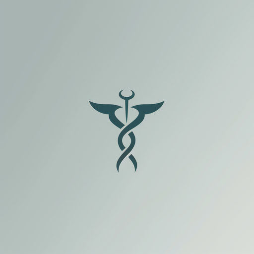 Minimalist medical logo with clean lines on light grey background