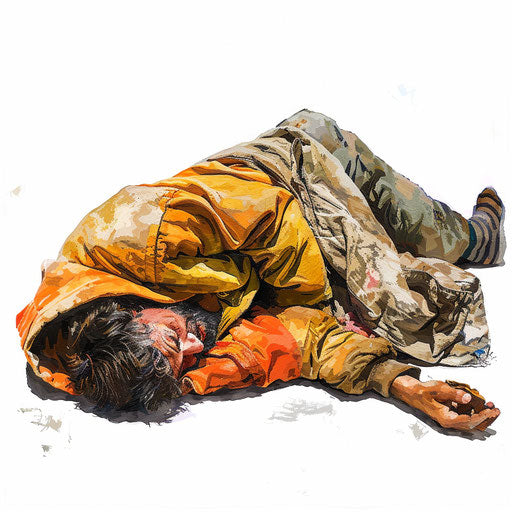 Realistic poverty clipart on flat white background