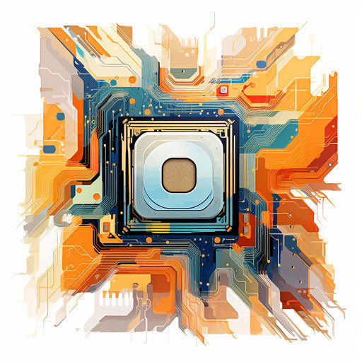 CPU illustration in the style of Oil painting, on a white background