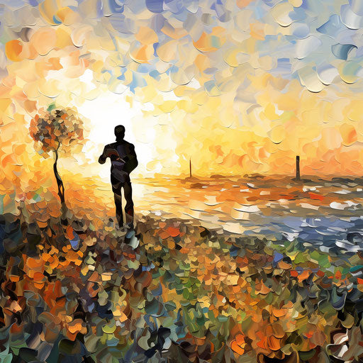 Illustration of life in the style of Impressionistic Art, on a white background