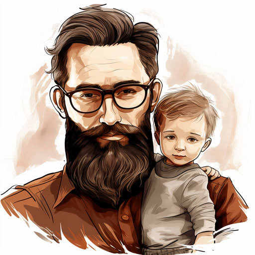 Father illustration in the style of Chiaroscuro Art, white background