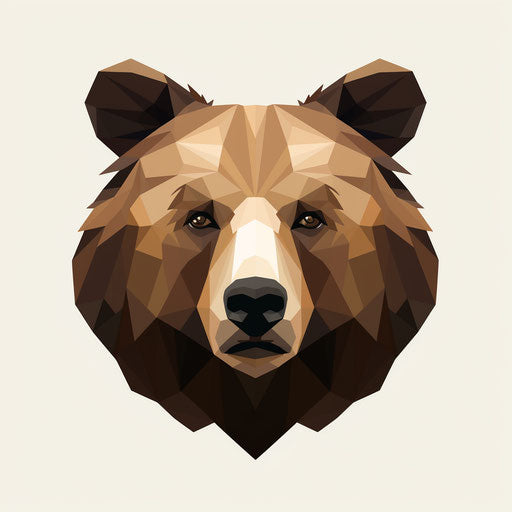Minimalist bear face illustration on a white background