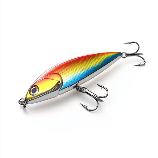 3D Fishing Lures on flat white background, isolated clipart