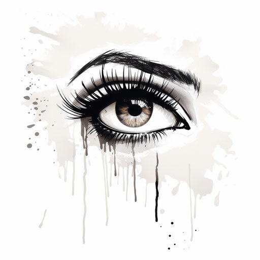 Eyelash clipart in the style of Chiaroscuro Art, on white background