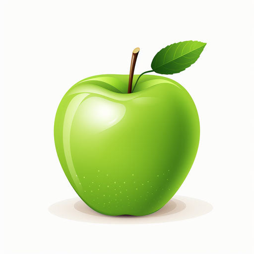 Green apple clipart in Minimalist style, on white background