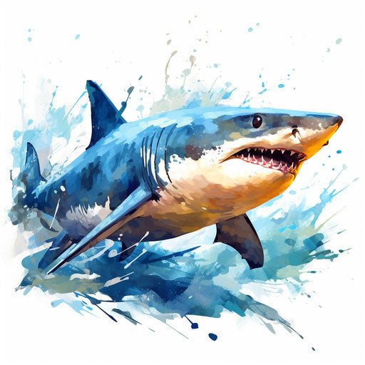 Impressionistic shark clipart on white background