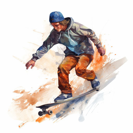 Skate clipart in the style of Oil painting, on a white background