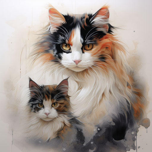 Two calico cats