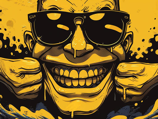 Smiling emoji with sunglasses gesturing