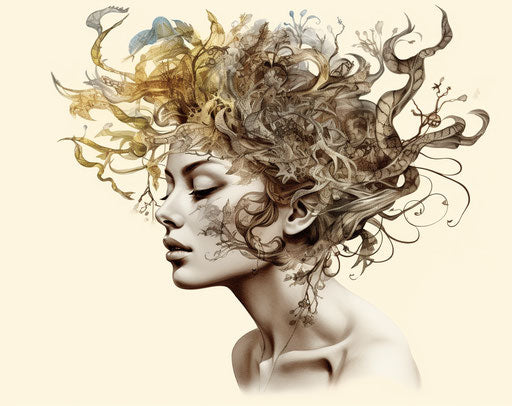 Tattooed portrait, snake head, Tanning style, sepia tone