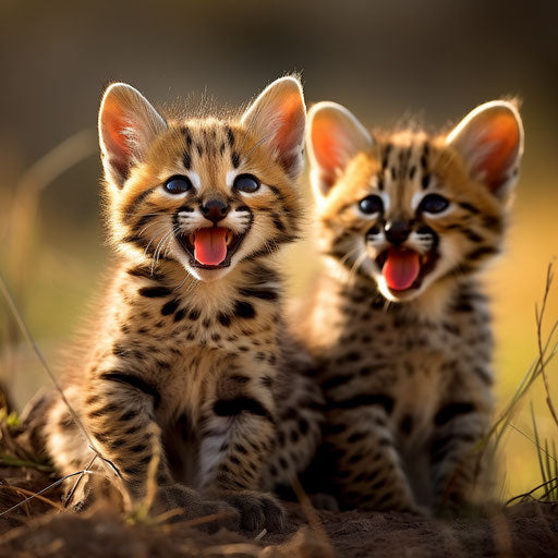 Serval cat kittens playing