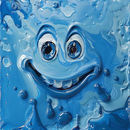 Smiley face character with big eye, snotty expression little cry