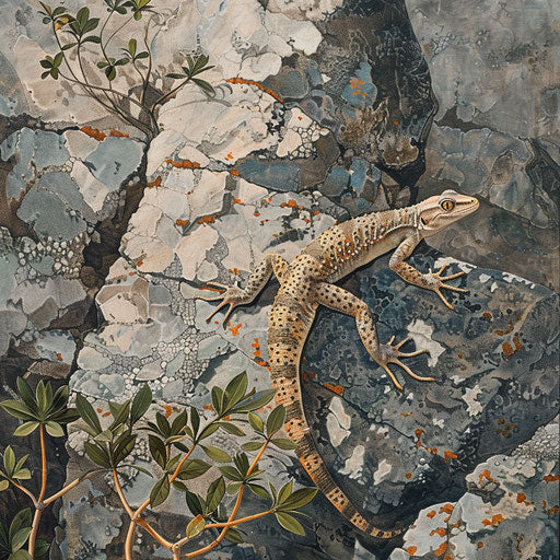 Gecko lizard on a rocky hillside