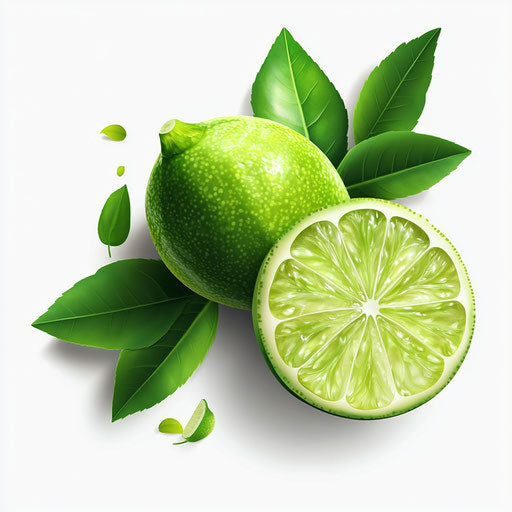 3D lime with photo realistic style on flat white background