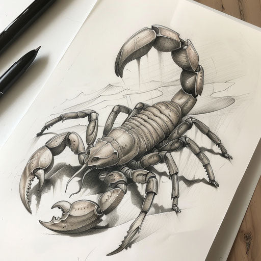 Desert mirage scorpion tattoo, sand dunes and mirage